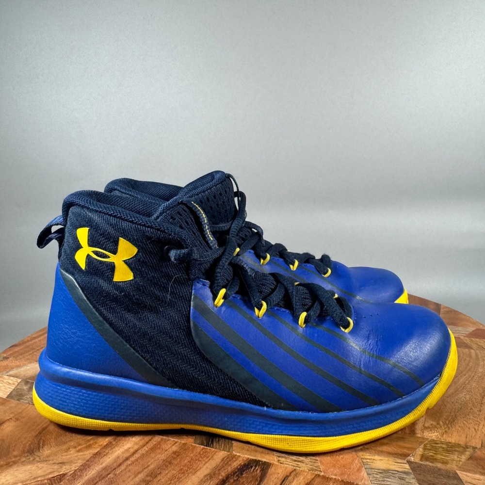 Under Armour Kids‎ Blue Yellow Basketball Shoes Sneakers Size 1Y